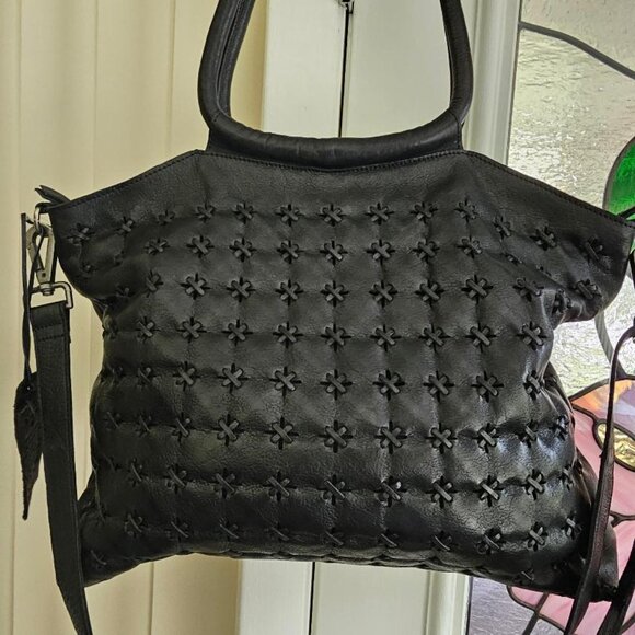 Latico Black Leather Starstruck Tote / handbag - shoulder bag crossbody Hobo - Picture 3 of 8